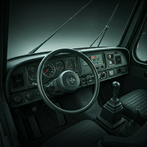 Futuristic automotive cockpit with glowing digital dashboard