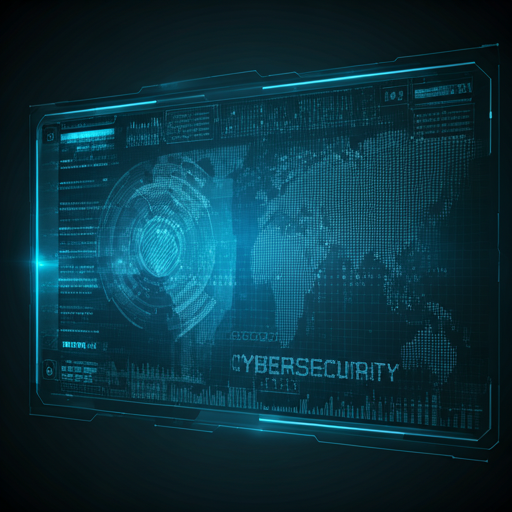 Futuristic digital world map with neon data streams